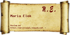 Maria Elek névjegykártya